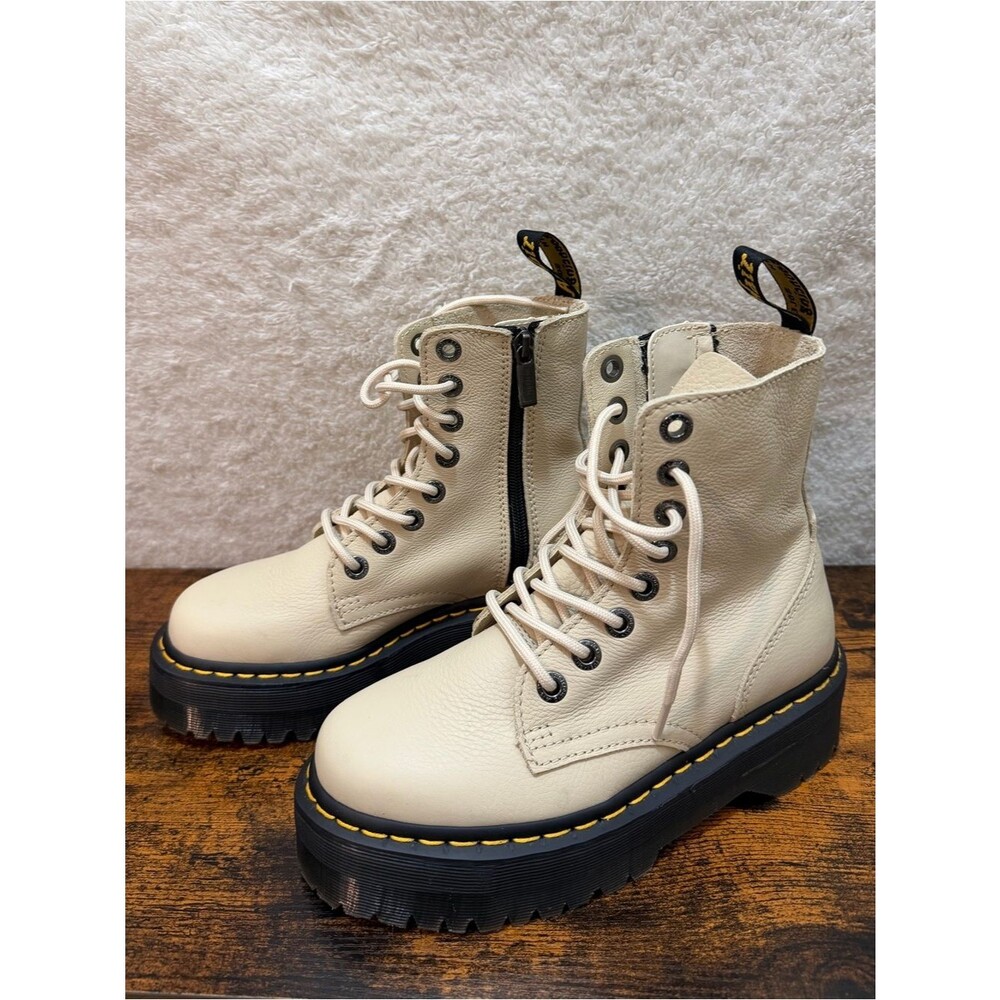 Dr Martens Boots Womens 6 Jadon III Pisa Leather Platform Combat Beige Grunge